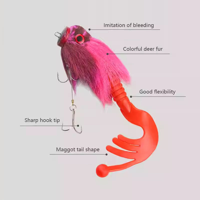 Palisandro Baby Rat Swimbait Bucktail - Muskie/Pike Lure, Hand - tied Deer Hair, Solid Body Fishing Rig