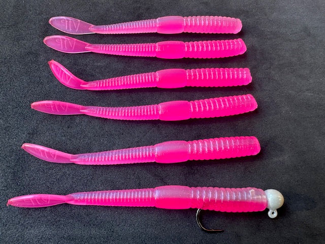 4" (Pearl n Pink) Steelhead Worms (6 Pack)