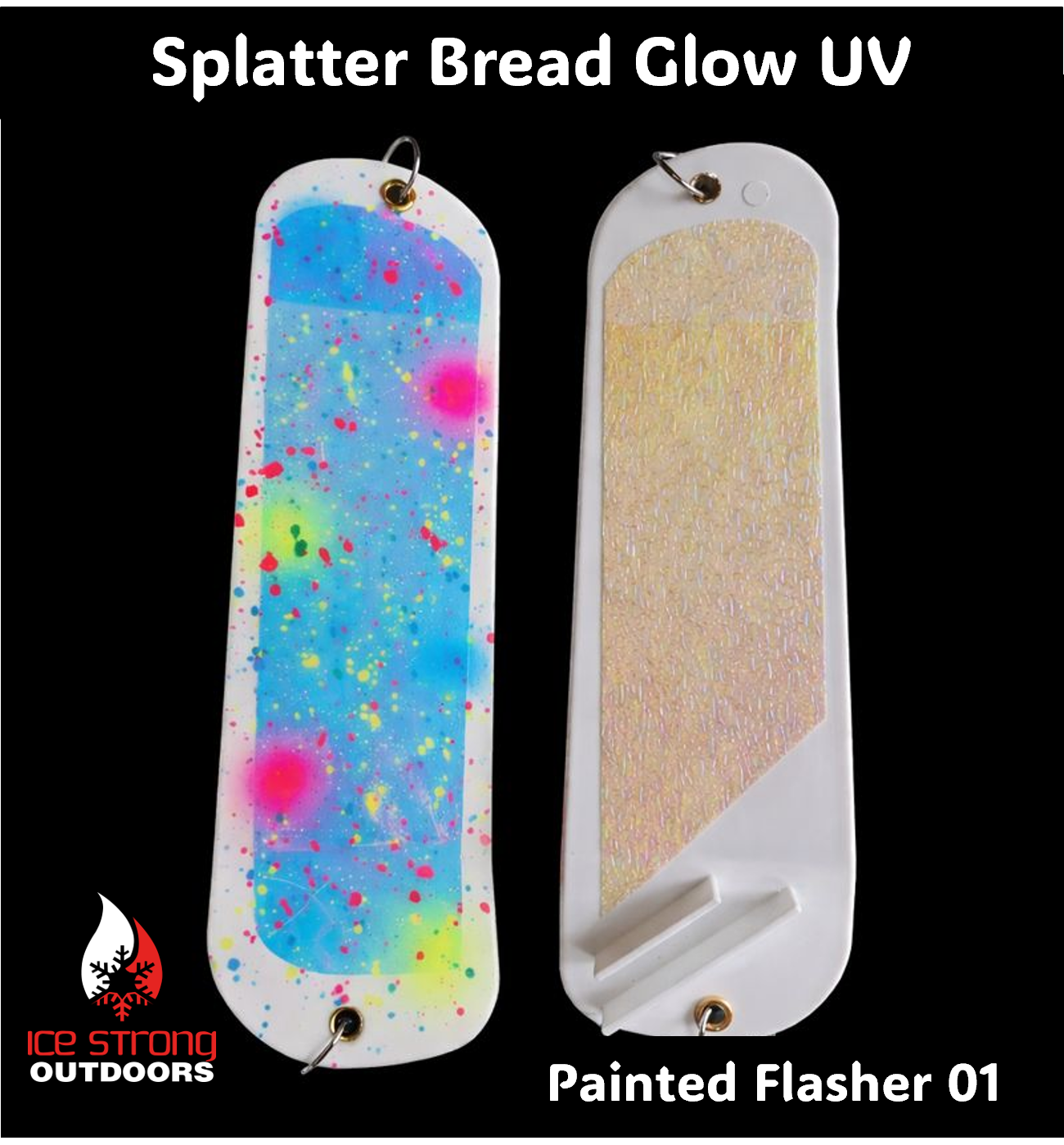 Ice Strong Outdoors - 8.5" Dual Fin Flasher Series - Painted Glow/UV Series - NEW DRIP SERIES LAUNCHED MAY 2026