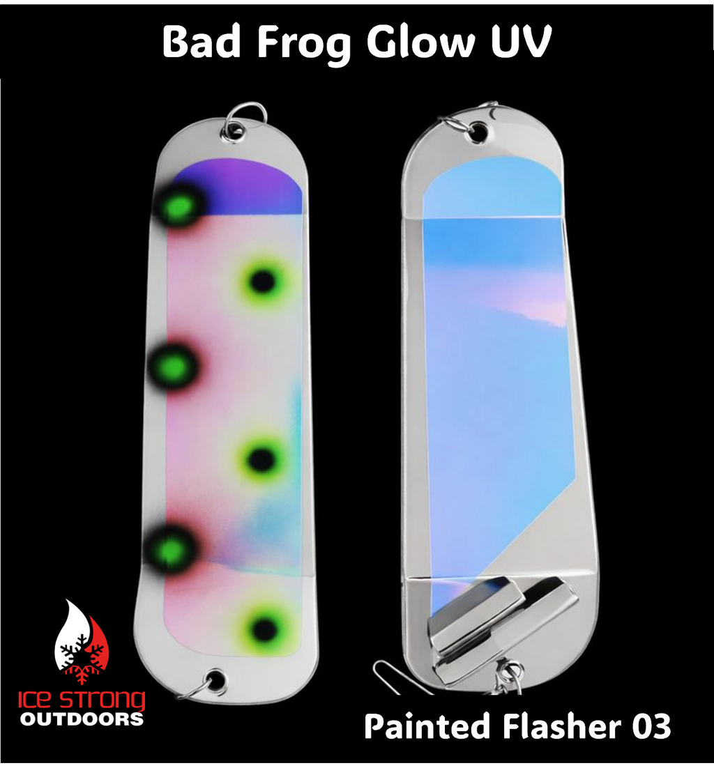 Ice Strong Outdoors - 8.5" Dual Fin Flasher Series - Painted Glow/UV Series - NEW DRIP SERIES LAUNCHED MAY 2026
