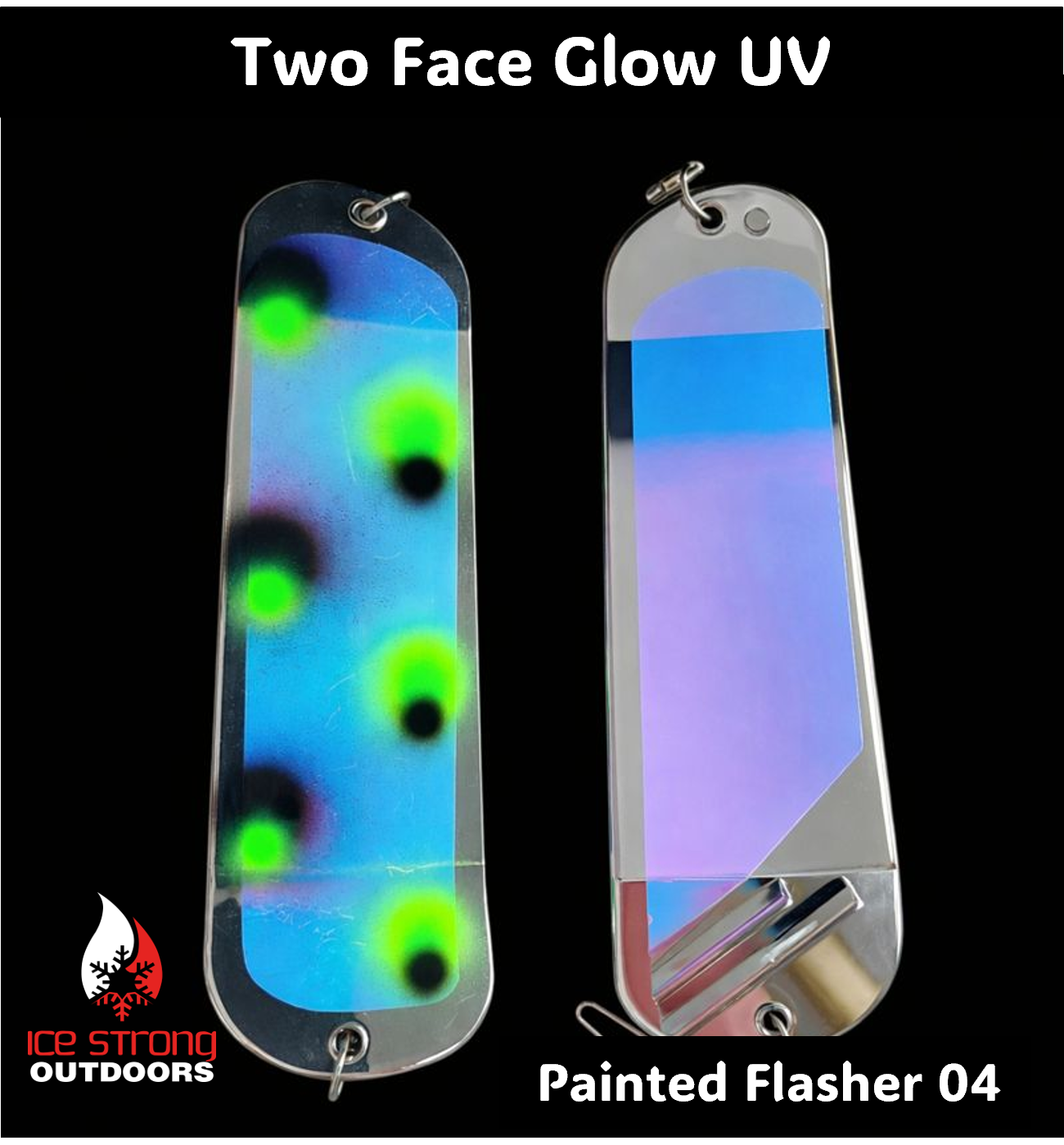 Ice Strong Outdoors - 8.5" Dual Fin Flasher Series - Painted Glow/UV Series - NEW DRIP SERIES LAUNCHED MAY 2026