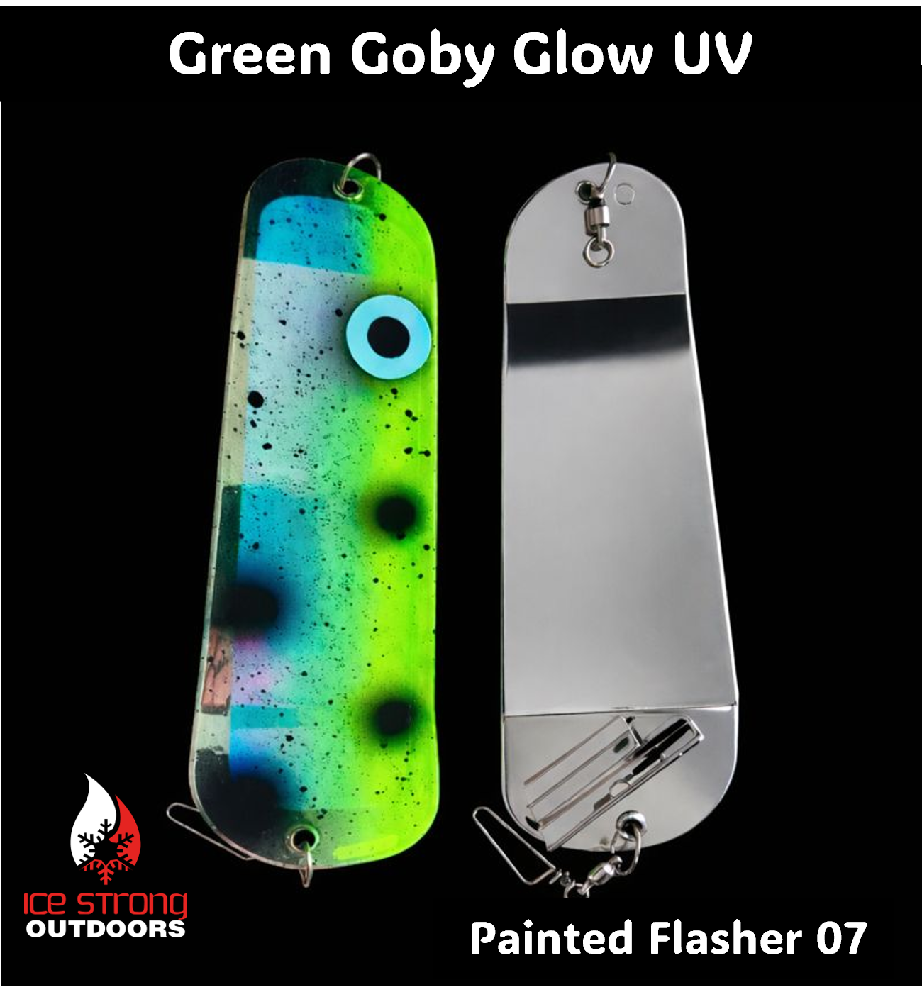 Ice Strong Outdoors - 8.5" Dual Fin Flasher Series - Painted Glow/UV Series - NEW DRIP SERIES LAUNCHED MAY 2026