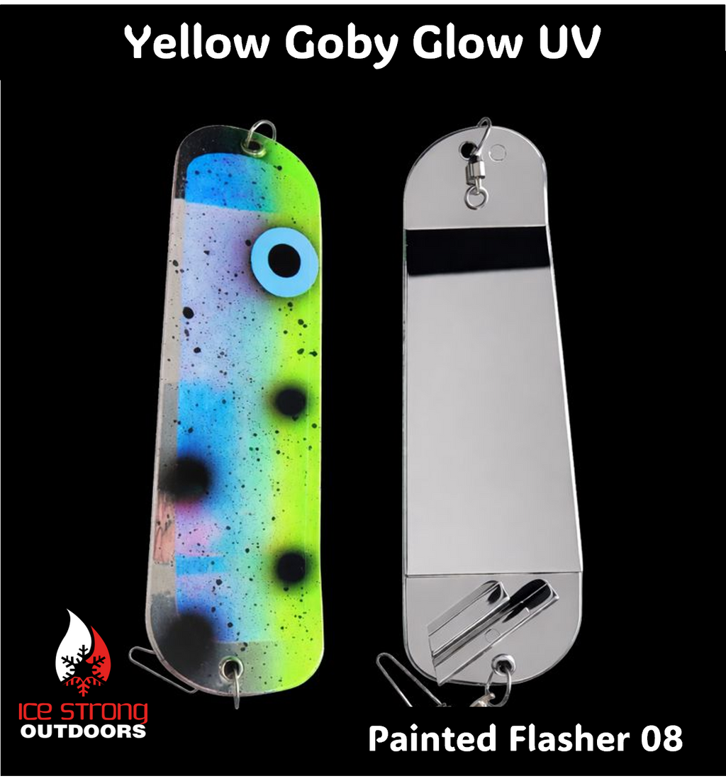 Ice Strong Outdoors - 8.5" Dual Fin Flasher Series - Painted Glow/UV Series - NEW DRIP SERIES LAUNCHED MAY 2026