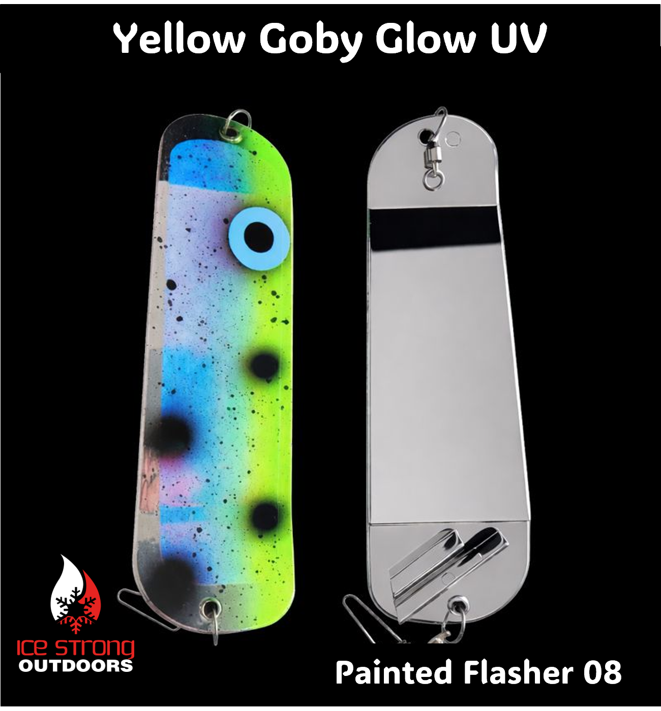 Ice Strong Outdoors - 8.5" Dual Fin Flasher Series - Painted Glow/UV Series - NEW DRIP SERIES LAUNCHED MAY 2026