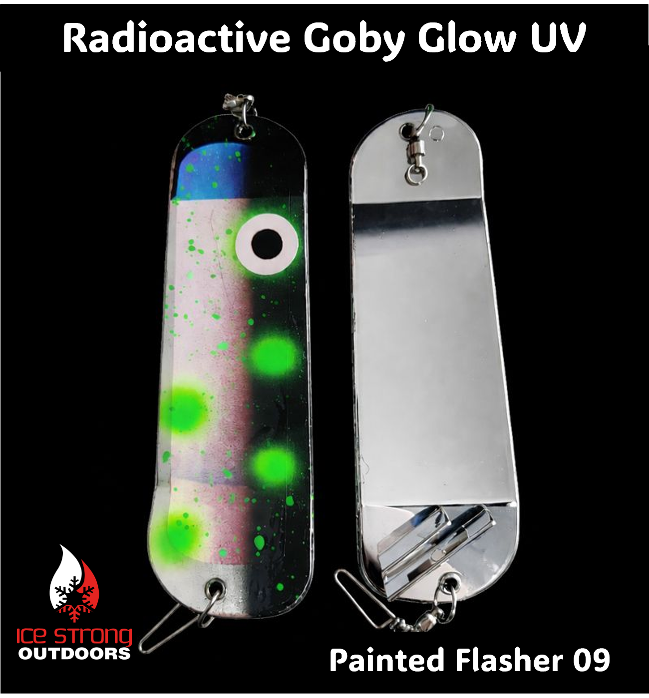 Ice Strong Outdoors - 8.5" Dual Fin Flasher Series - Painted Glow/UV Series - NEW DRIP SERIES LAUNCHED MAY 2026