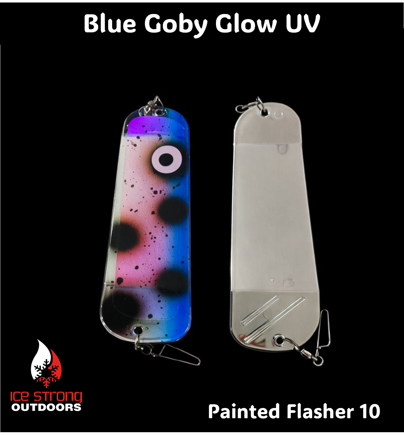 Ice Strong Outdoors - 8.5" Dual Fin Flasher Series - Painted Glow/UV Series - NEW DRIP SERIES LAUNCHED MAY 2026