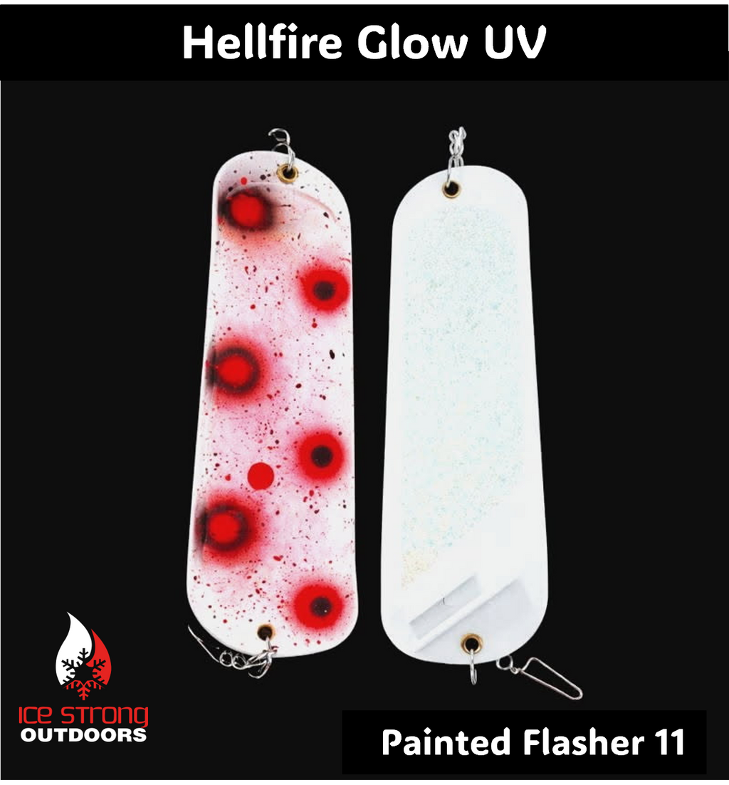 Ice Strong Outdoors - 8.5" Dual Fin Flasher Series - Painted Glow/UV Series - NEW DRIP SERIES LAUNCHED MAY 2026