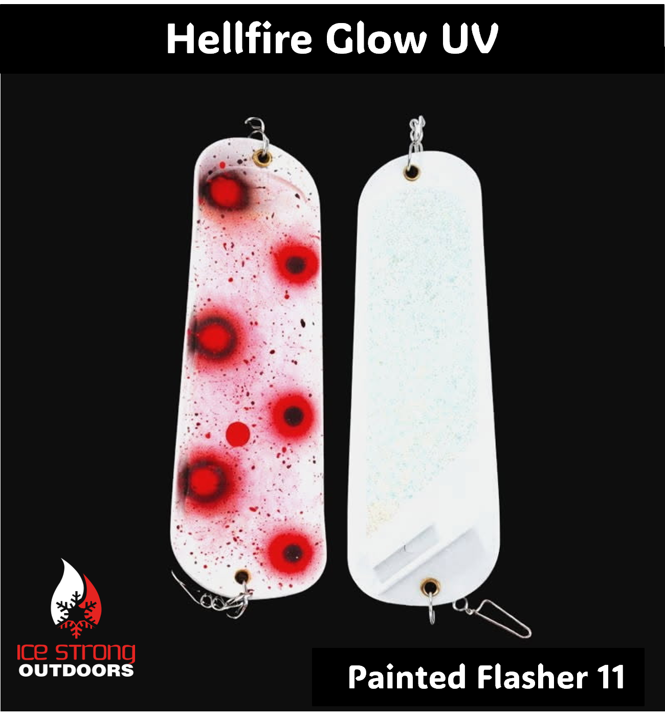Ice Strong Outdoors - 8.5" Dual Fin Flasher Series - Painted Glow/UV Series - NEW DRIP SERIES LAUNCHED MAY 2026