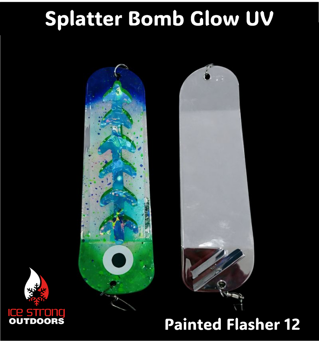 Ice Strong Outdoors - 8.5" Dual Fin Flasher Series - Painted Glow/UV Series - NEW DRIP SERIES LAUNCHED MAY 2026