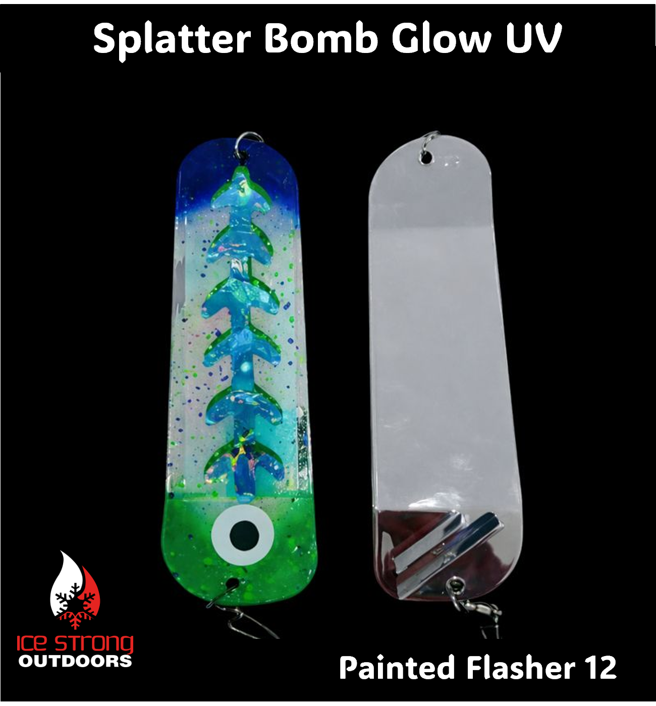 Ice Strong Outdoors - 8.5" Dual Fin Flasher Series - Painted Glow/UV Series - NEW DRIP SERIES LAUNCHED MAY 2026