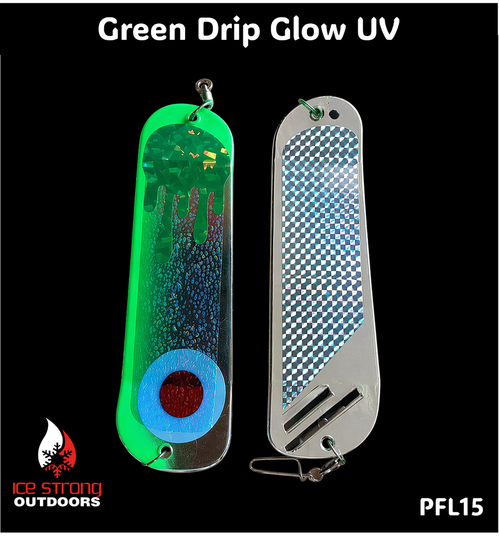 Ice Strong Outdoors - 8.5" Dual Fin Flasher Series - Painted Glow/UV Series - NEW DRIP SERIES LAUNCHED MAY 2026