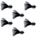 Black Bead Head Crystal Woolly Bugger Classic Streamer Flies - 6 Fly Fishing Flies - Hook Size 4
