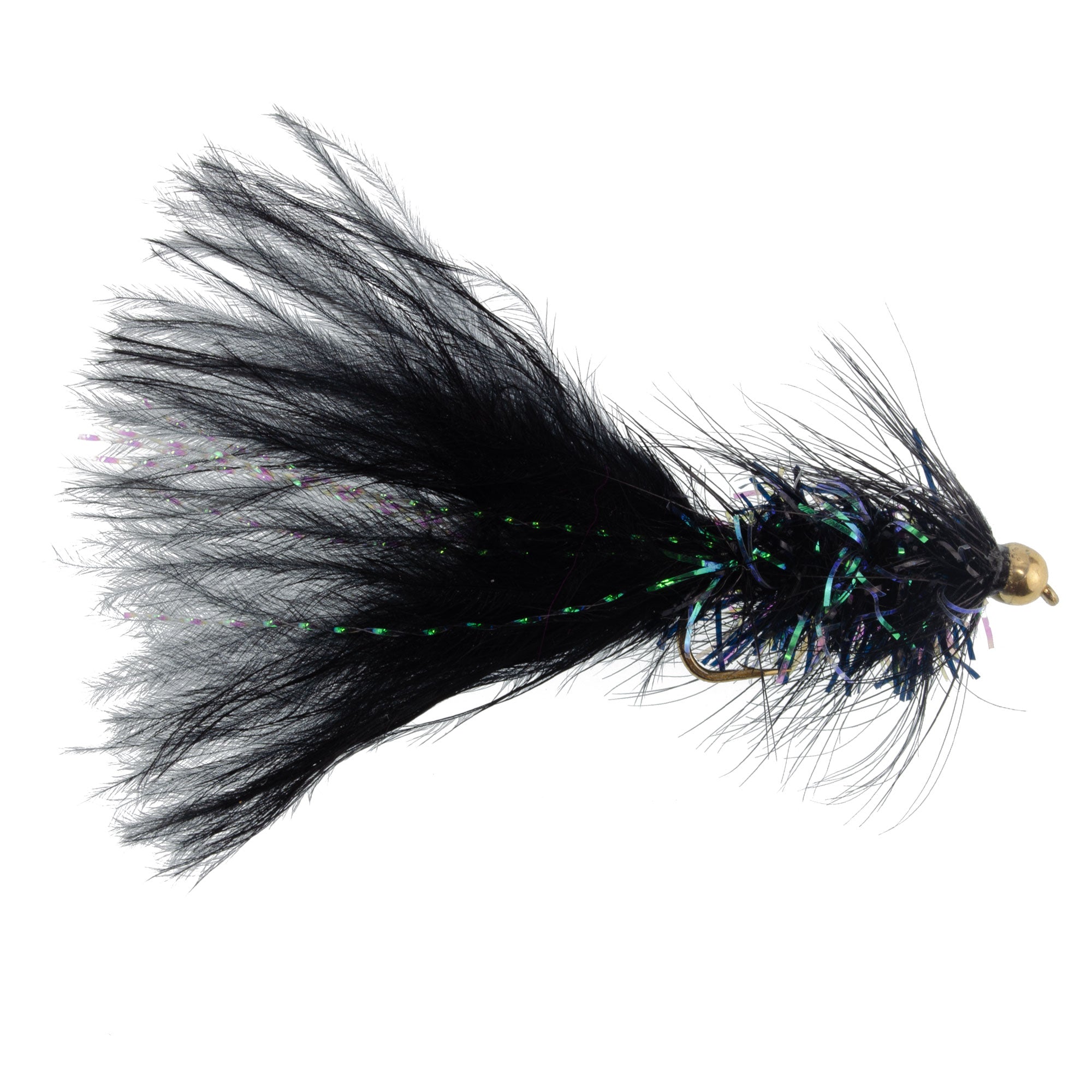 Black Bead Head Crystal Woolly Bugger Classic Streamer Flies - 6 Fly Fishing Flies - Hook Size 4