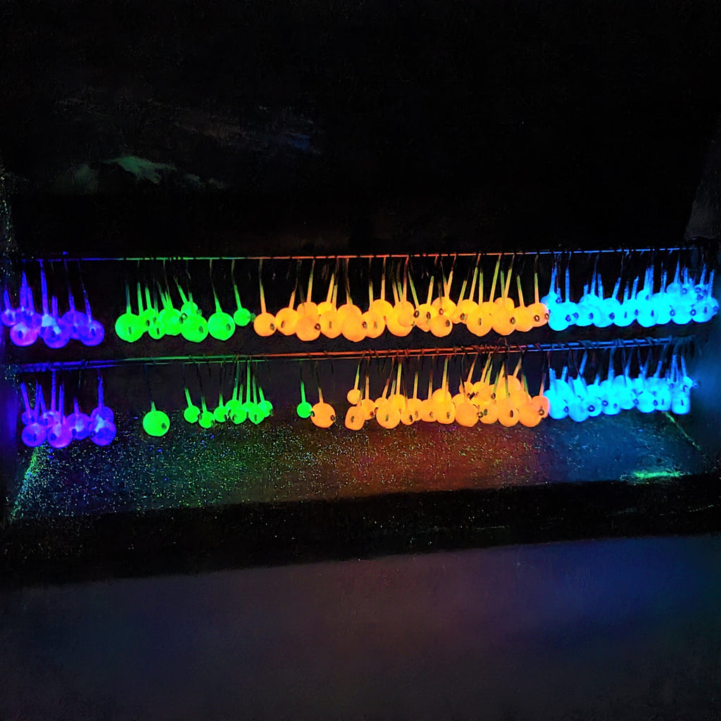 Glow Jig Heads - 1/32- 1/16 - 1/8 - 12 Pack - No Collar